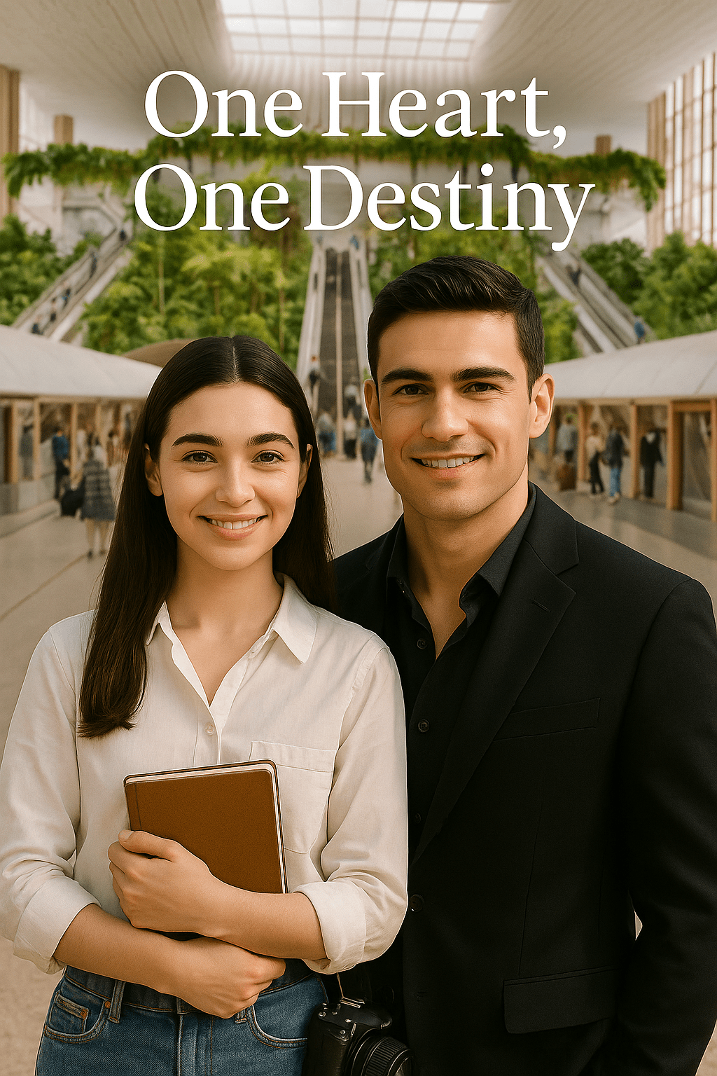 “Natasha and Patrick meet by chance at Changi Airport, a cinematic moment in the romance series One Heart, One Destiny.”