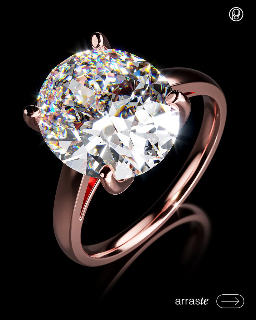 Close-up of a diamond engagement ring, symbolizing commitment, marriage, and lifelong love